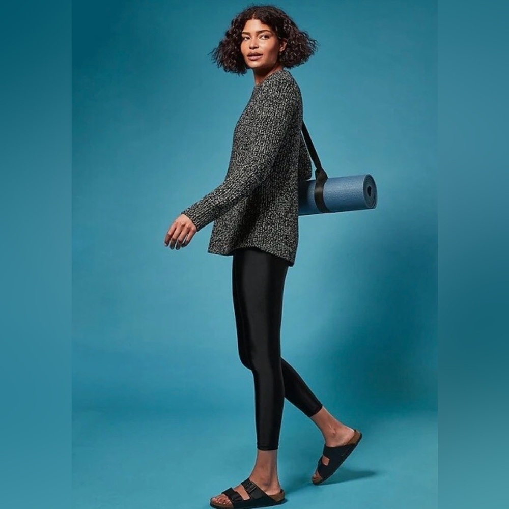 ATHLETA Sierra Marled Black White Wool Blend Sweater Crew Neck Size XXS